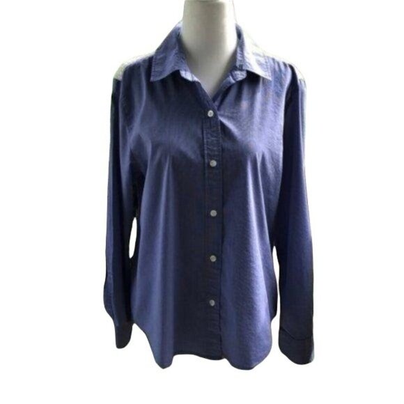 Marc New York Tops - Marc New York Blue Chambray Button-Down Top, Roll-Tab Sleeves Women's Size M